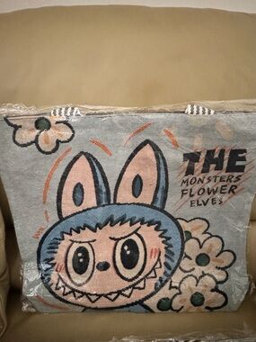 New in plastic Labubu , Graphic Tote Bag - Blue & Pink
